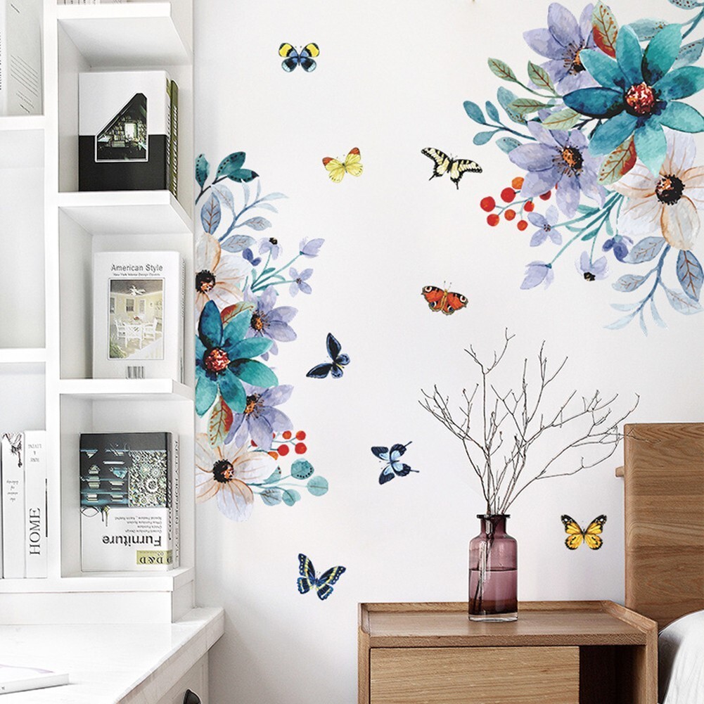 Removable Flower Lotus Butterfly Wall Stickers 3D Wall Art Decals Home-Decor