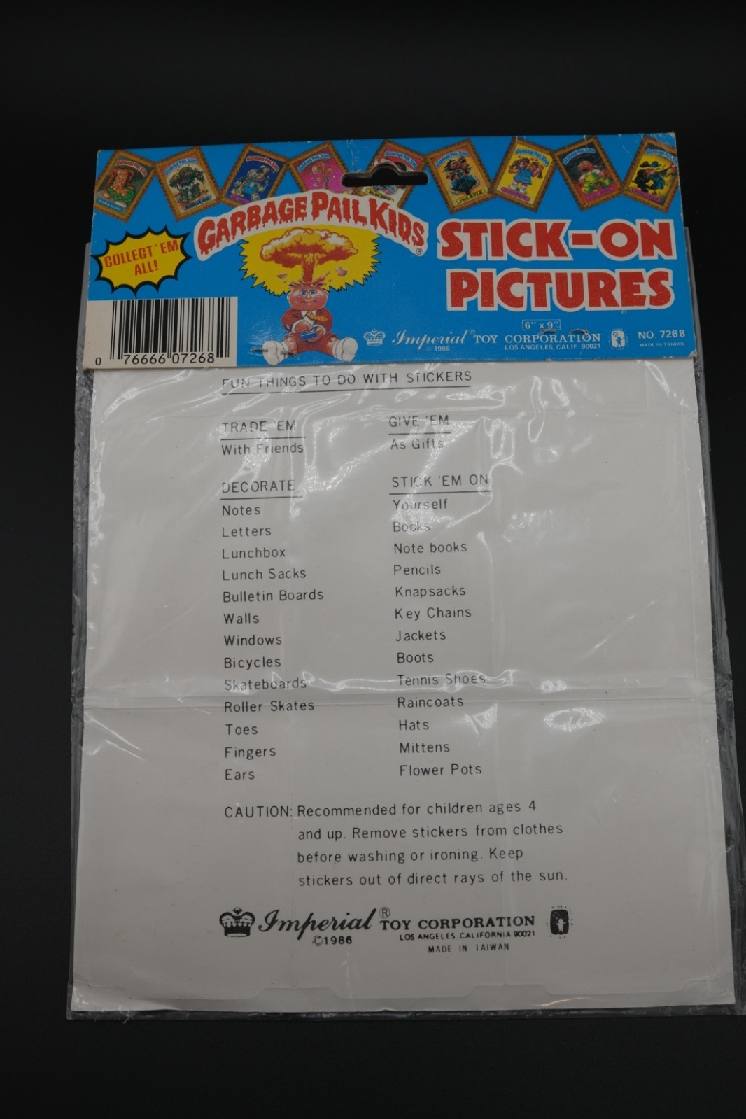 Vintage Garbage Pail Kids Stick On Name Tags Sticker Set Art GPK 1986 Set of 11
