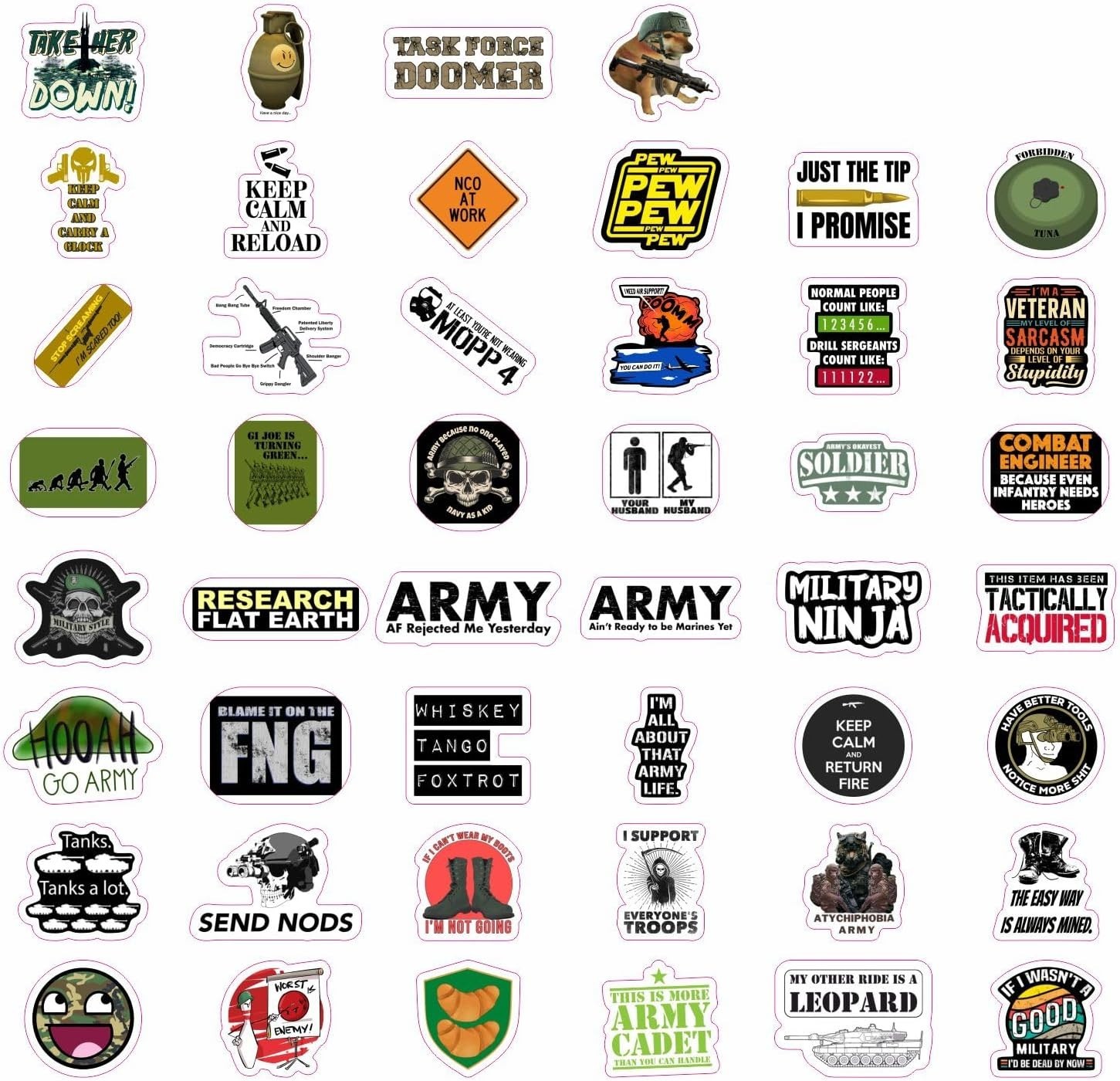 100Pcs Funny Army Stickers and Decals — Small Vinyl Military Stickers and Dec…