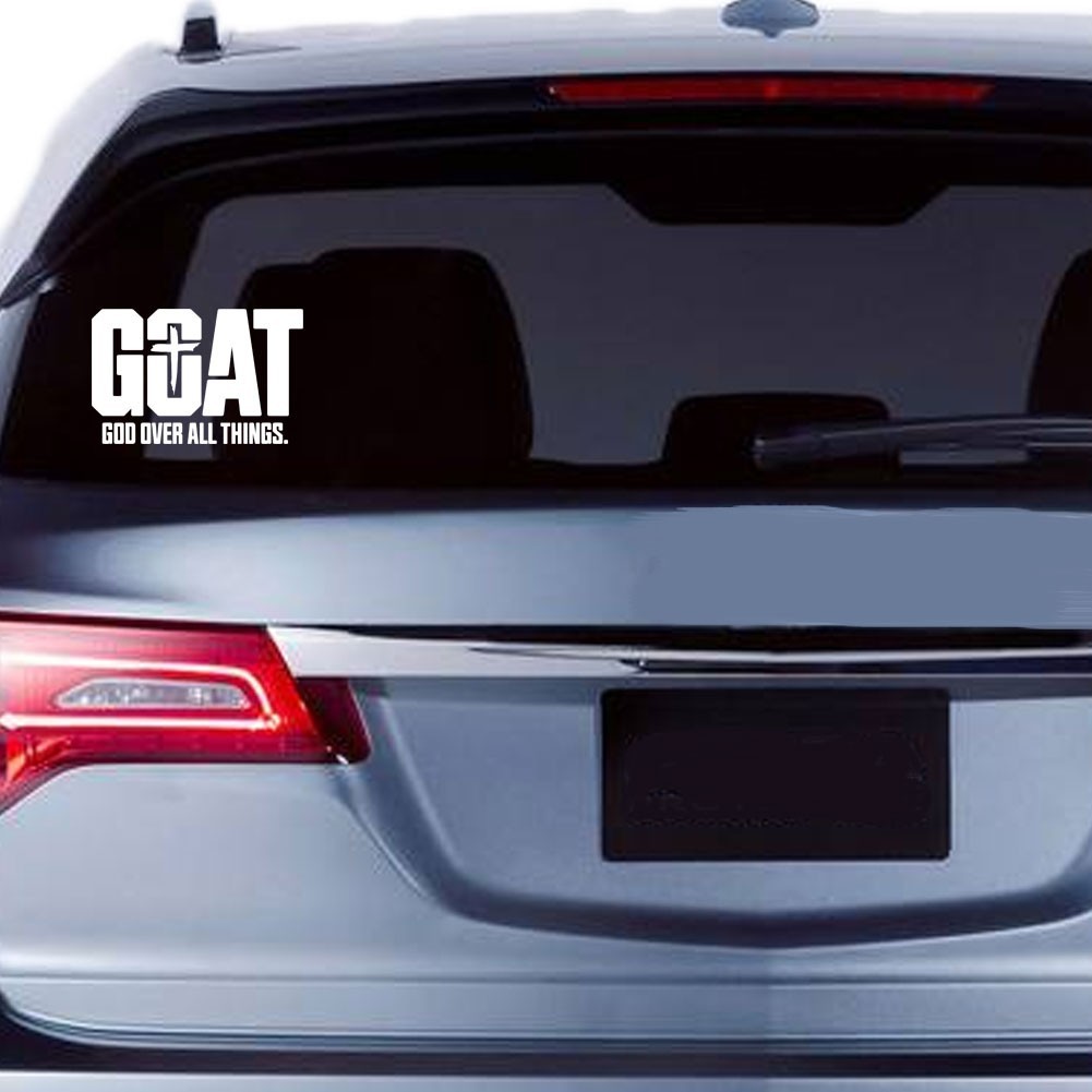 Christian Faith Goat God Over All Things Window Wall Door Car Decal Sticker