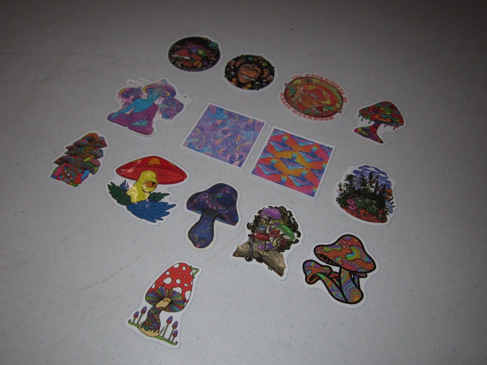 Lot Of 14 The Adventures Of Magic Mushroom Sticker ~ Funny Psychedelic GD Decals