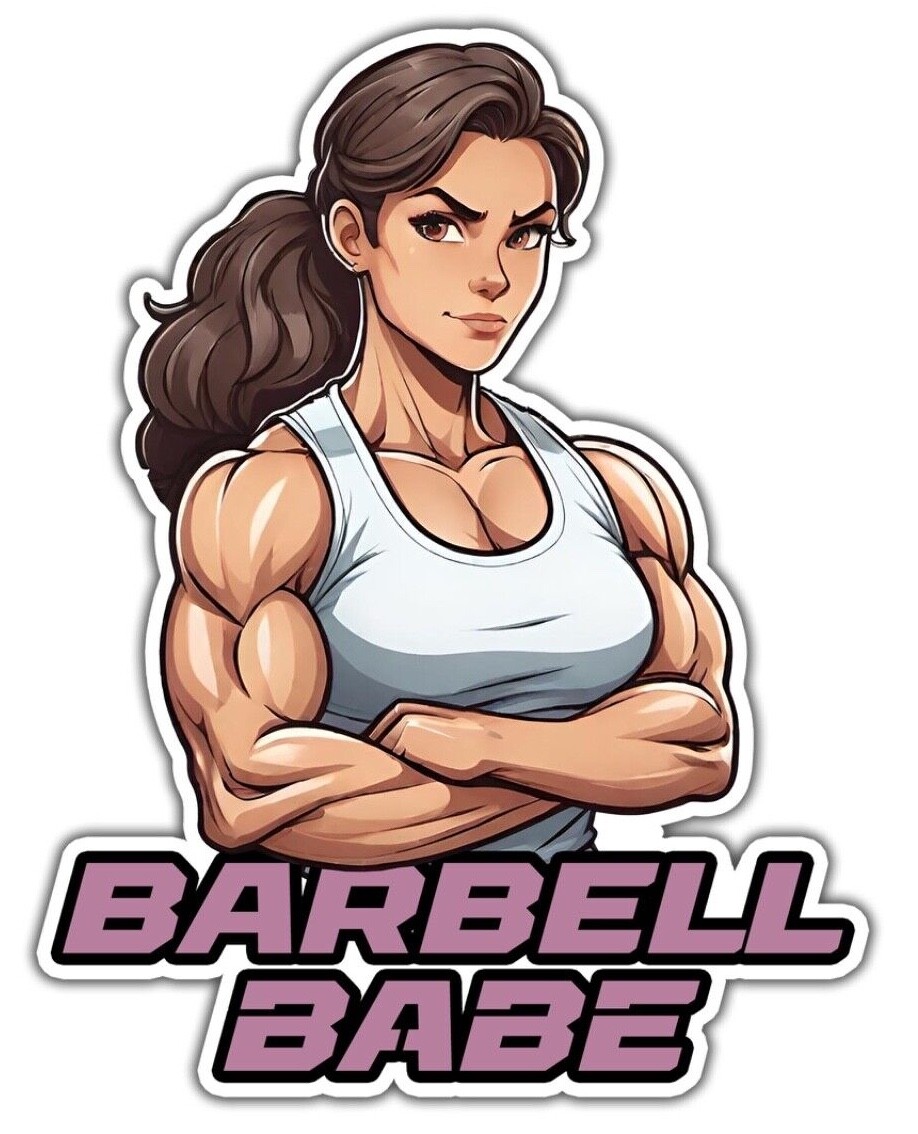 Barbell Babe Sticker | Waterproof Gym Fitness Sticker Vinyl Decal