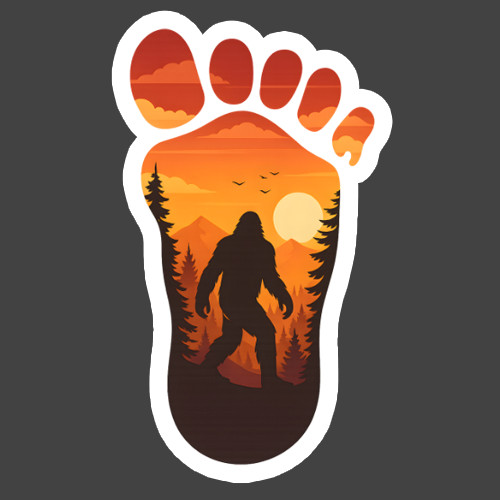 Bigfoot Footprint Sticker Vinyl Decal Sasquatch Sunset Forest