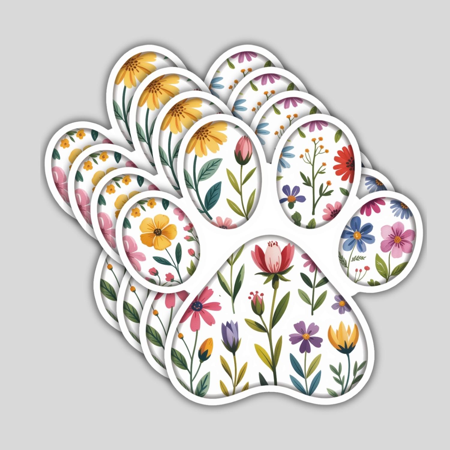 4pcs Dog Paw Floral Stickers – Cute Vinyl Decals for Dog Moms & Pet Lovers