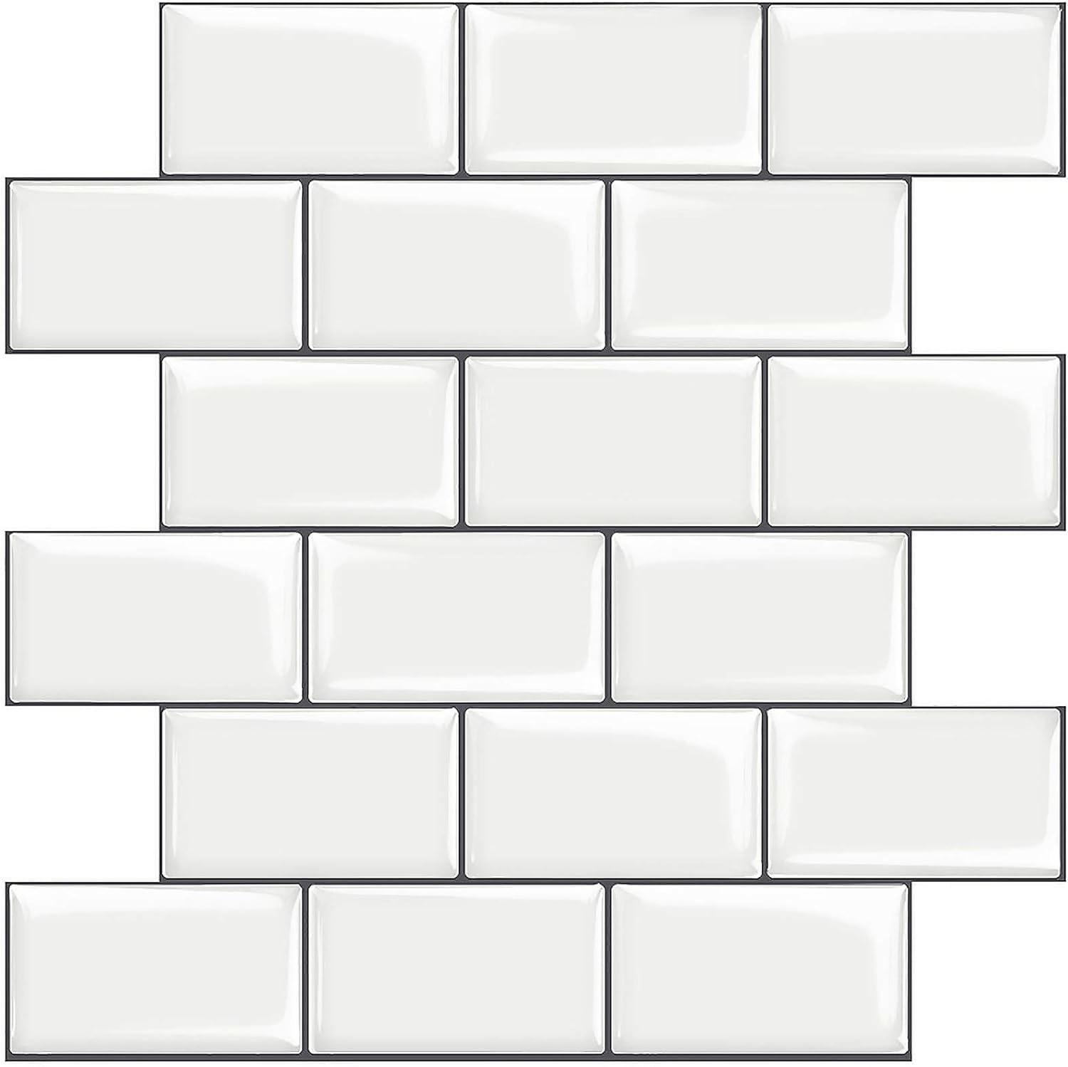 STICKGOO 10-Sheet White Subway Tiles Peel and Warm With Grey Grout