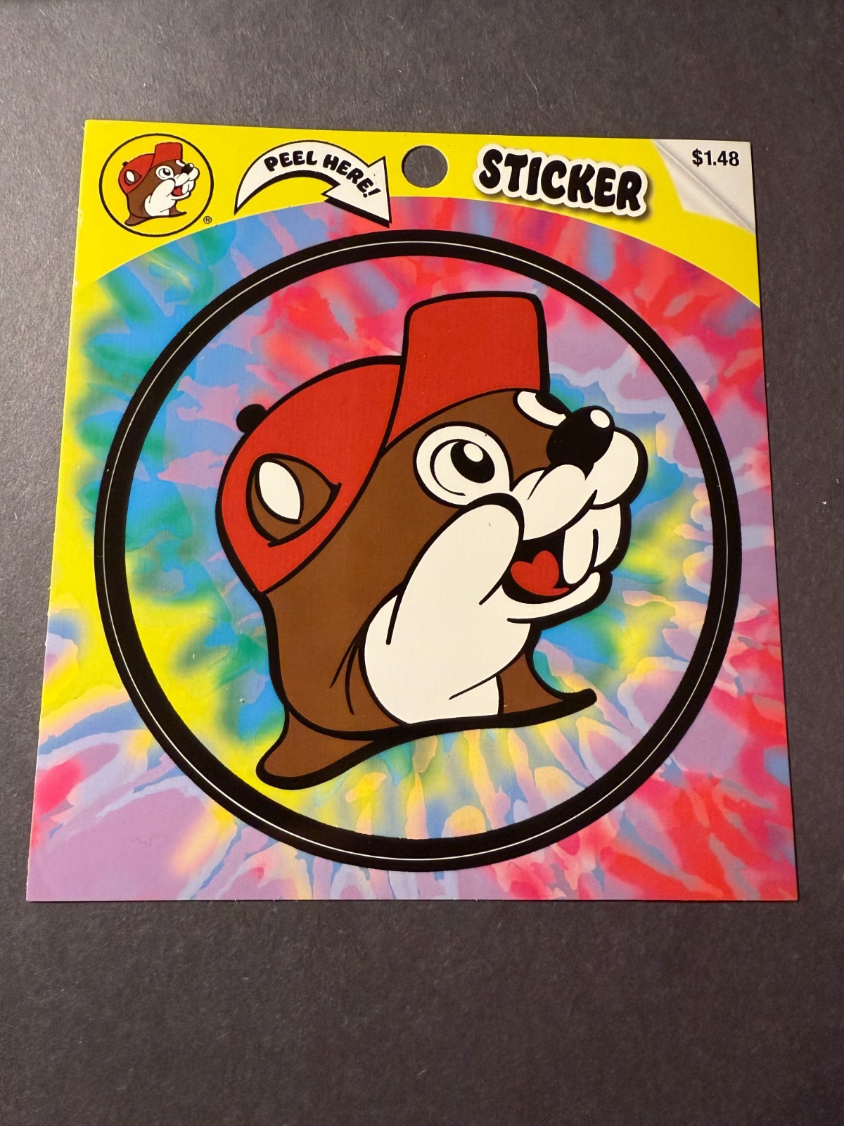 Buc-ee's Sticker – Beaver Logo on Tie Dye – 4×4 inch sticker – New Design