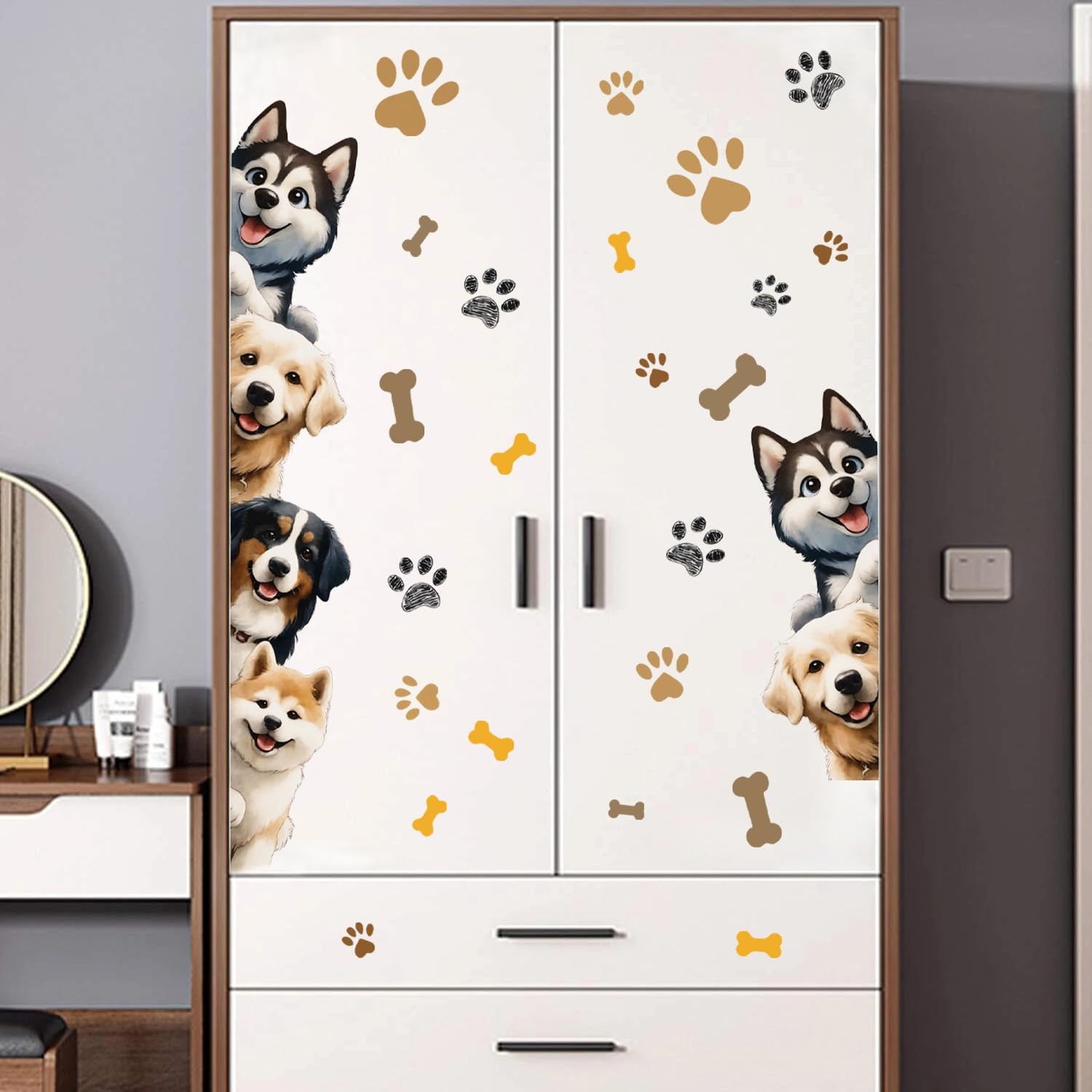 Dog Wall Decor Paw Print Stickers Decal Dog Door Room Pup Art Wall Decor for