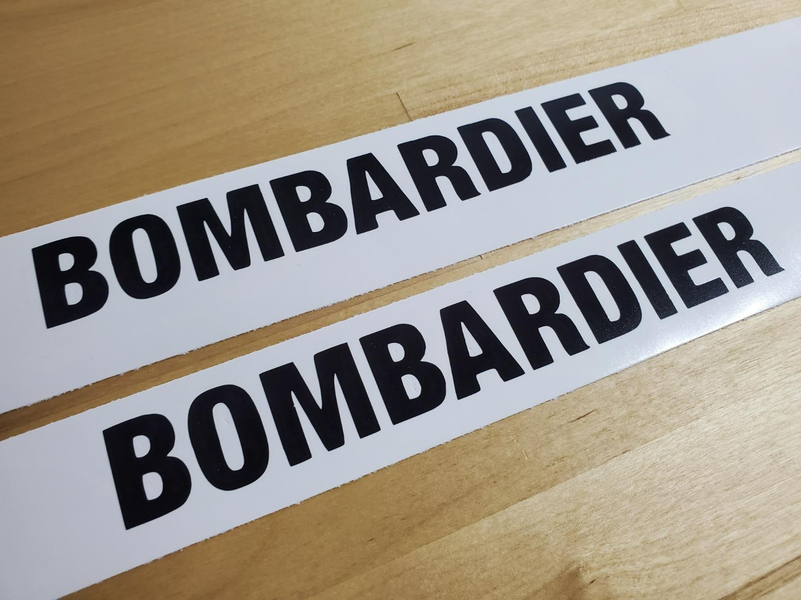 BOMBARDIER atv jetski snowmobile Decals Stickers Gloss black 10" (2) Fast USA
