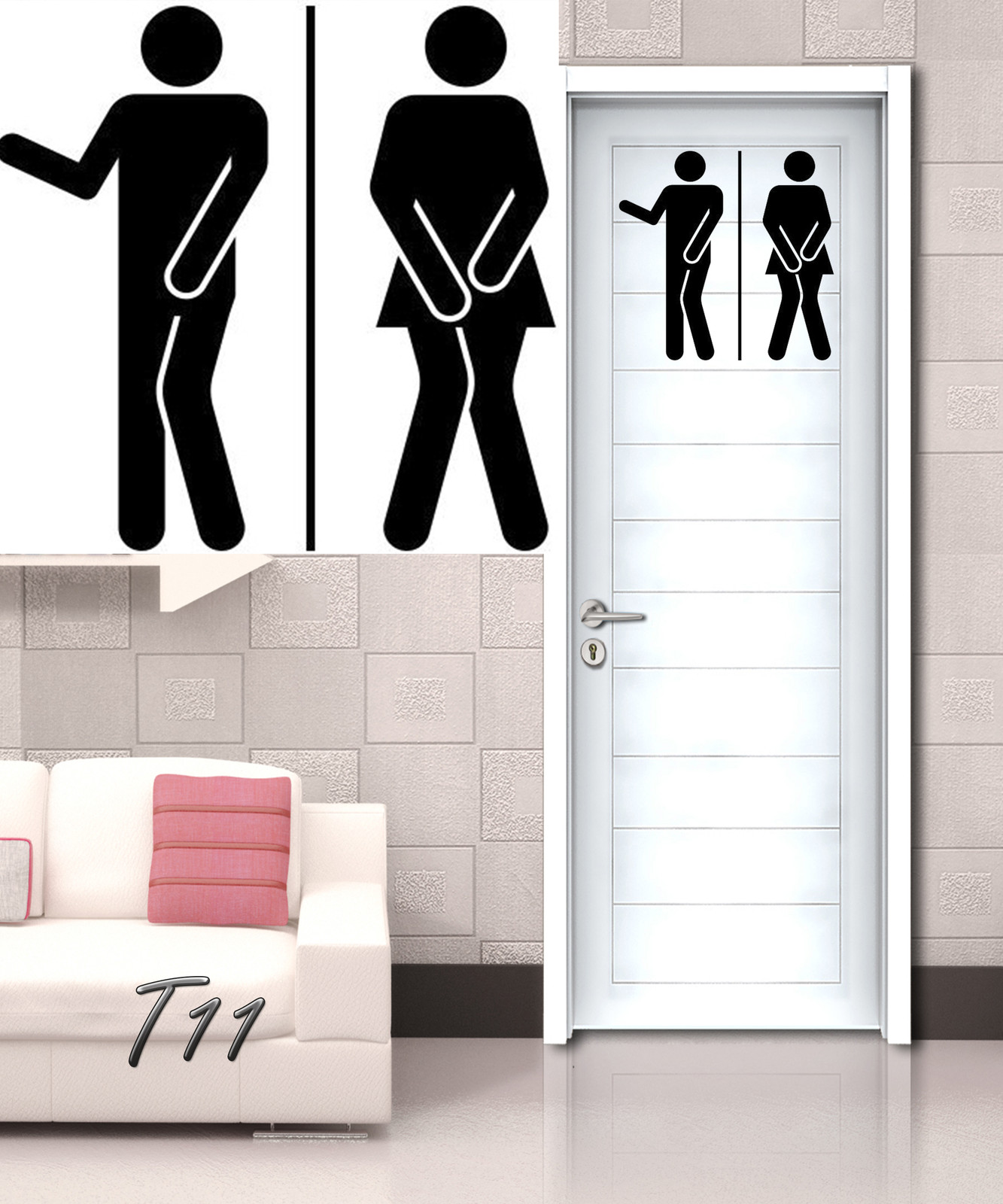 Funny Toilet Entrance Sign Decal Vinyl Sticker For Hotels Bars Offices Bars