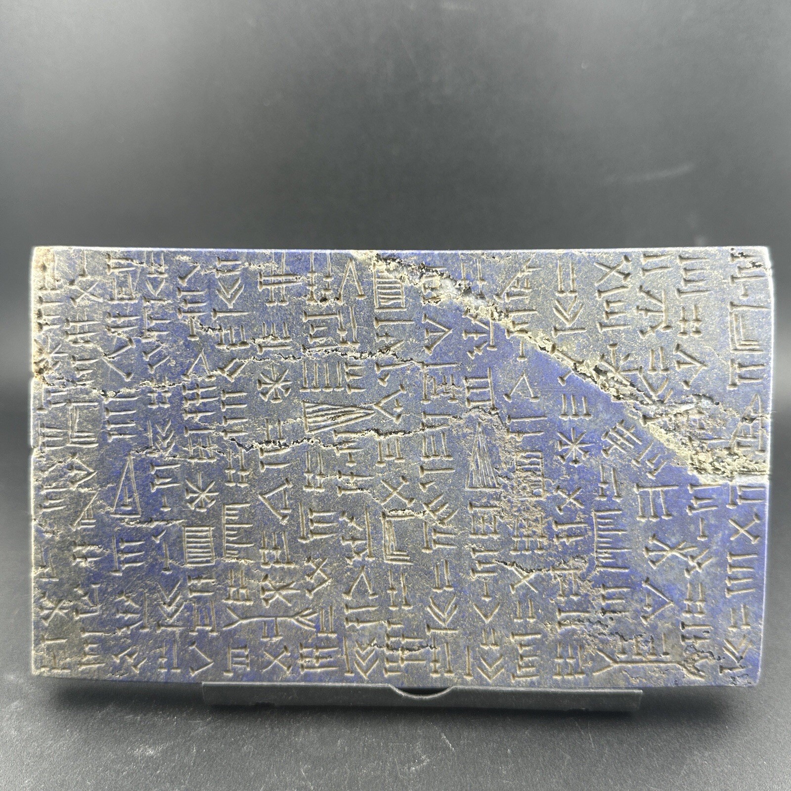 Lapis Lazuli Carved Till Shape Unique Design And Writing