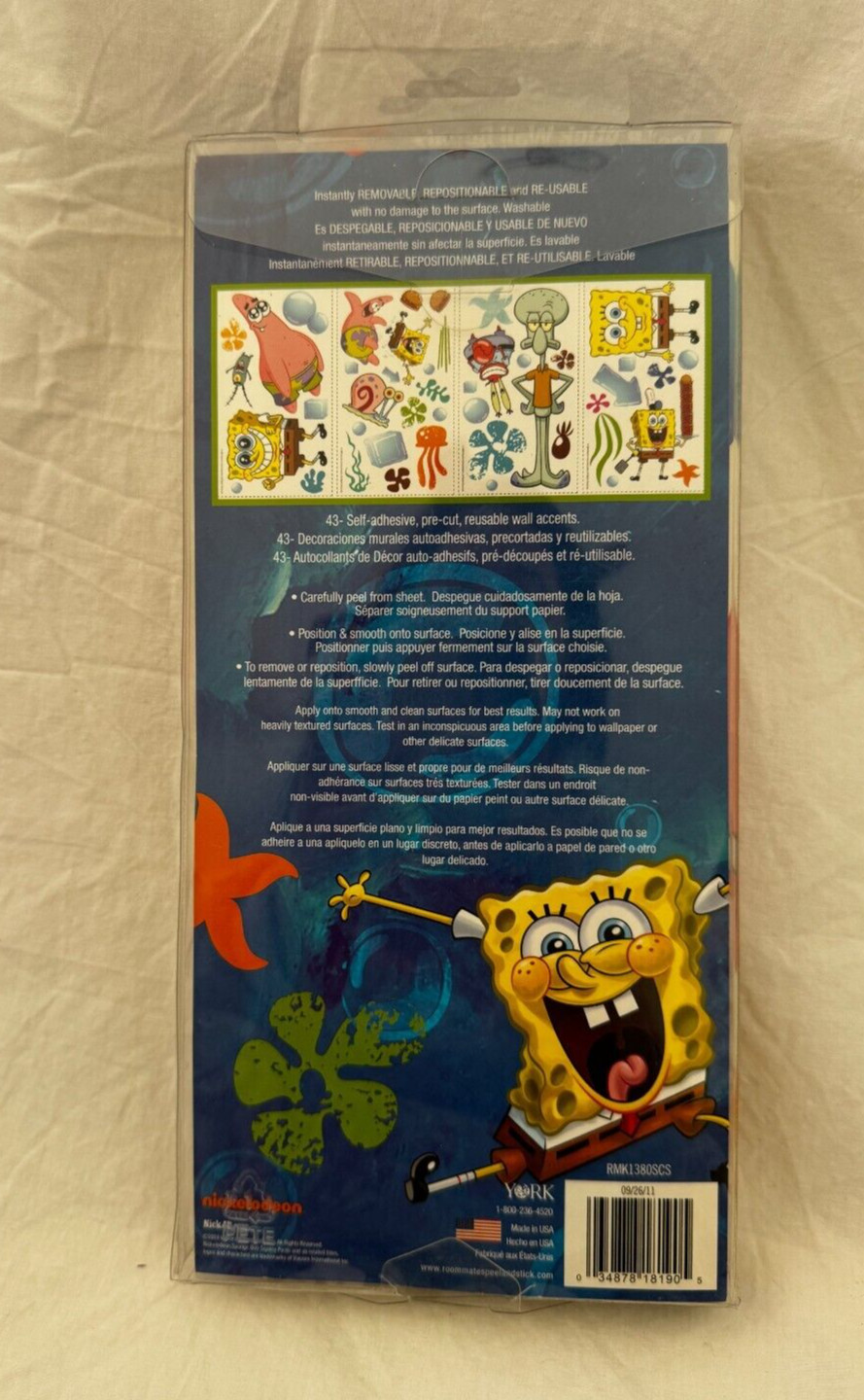 Nickelodeon SpongeBob Squarepants Peel & Stick Wall Decals NIP