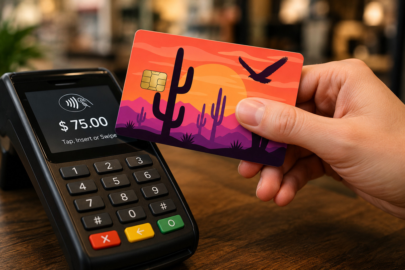 Colorful Texas Desert Landscape Credit Card Skin Debit Card Vinyl Sticker