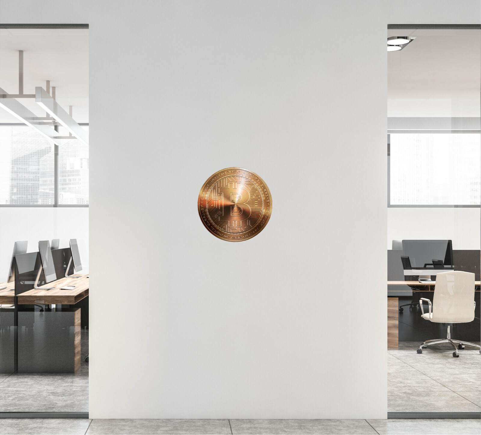 Bronze BITCOIN Cryptocurrency Logo Wall Decal Removable Vinyl Wall Sticker