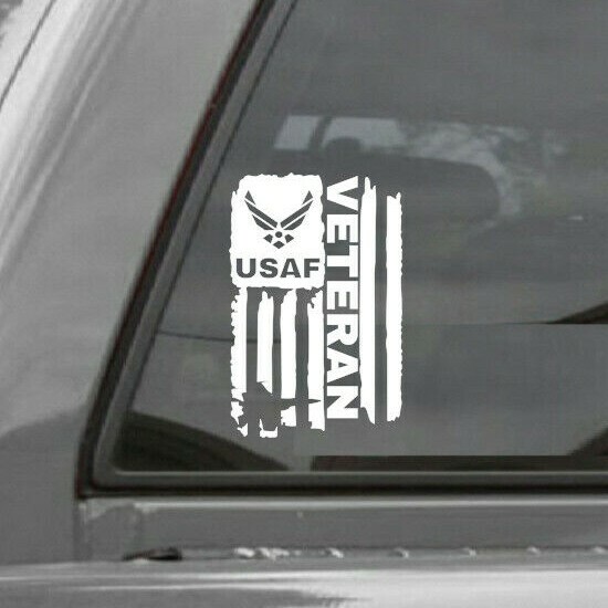 DISTRESSED USAF UNITED STATES AIR FORCE FLAG VETERAN DECAL STICKER