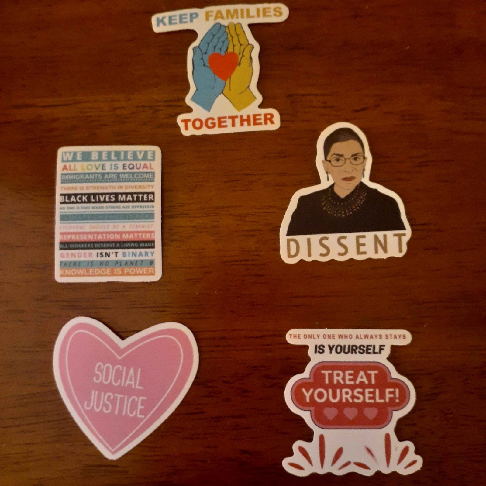 Random Assortment 5 Pack of Social Justice/Left Wing Stickers for Anywhere!