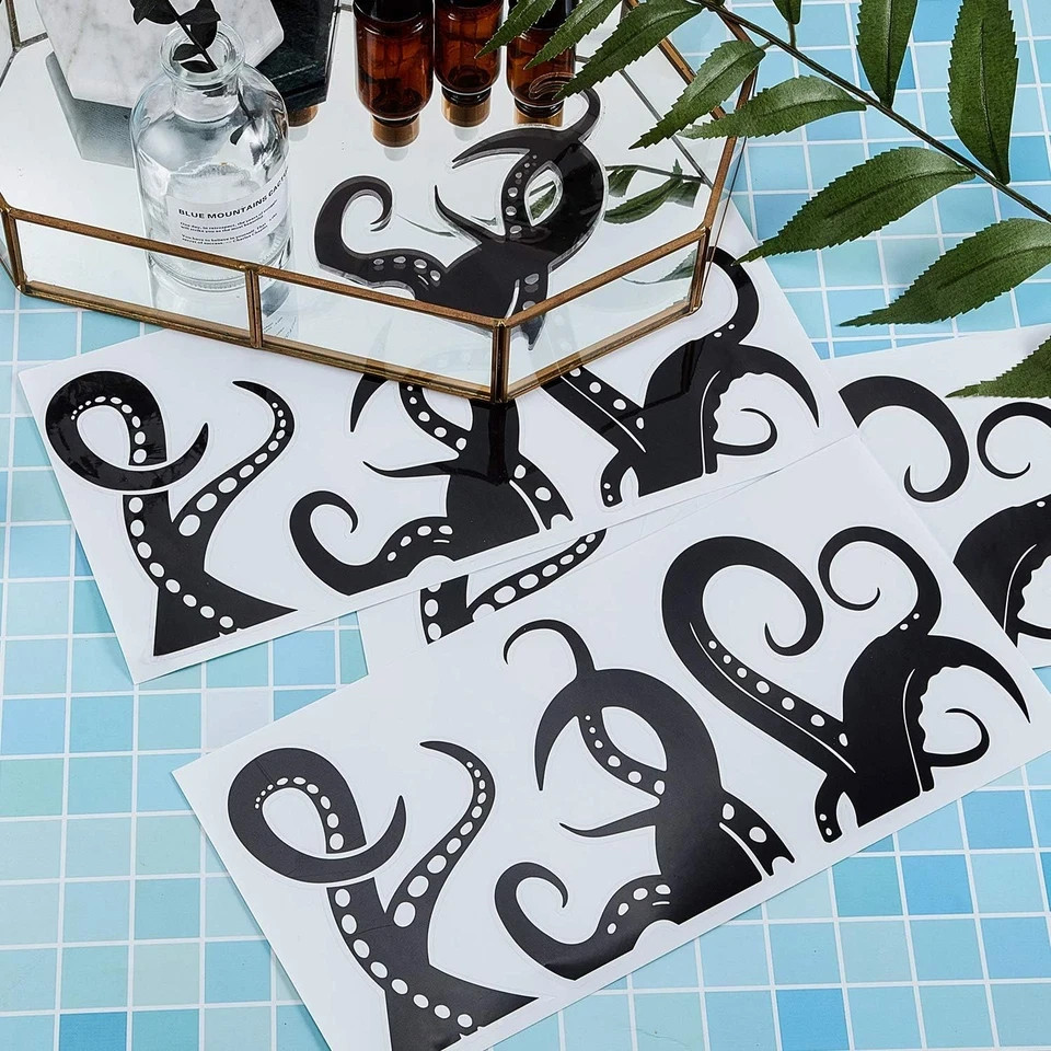 15 Pieces Kraken Octopus Toilet Tentacles Wall Decals Sticker Octopus Toil