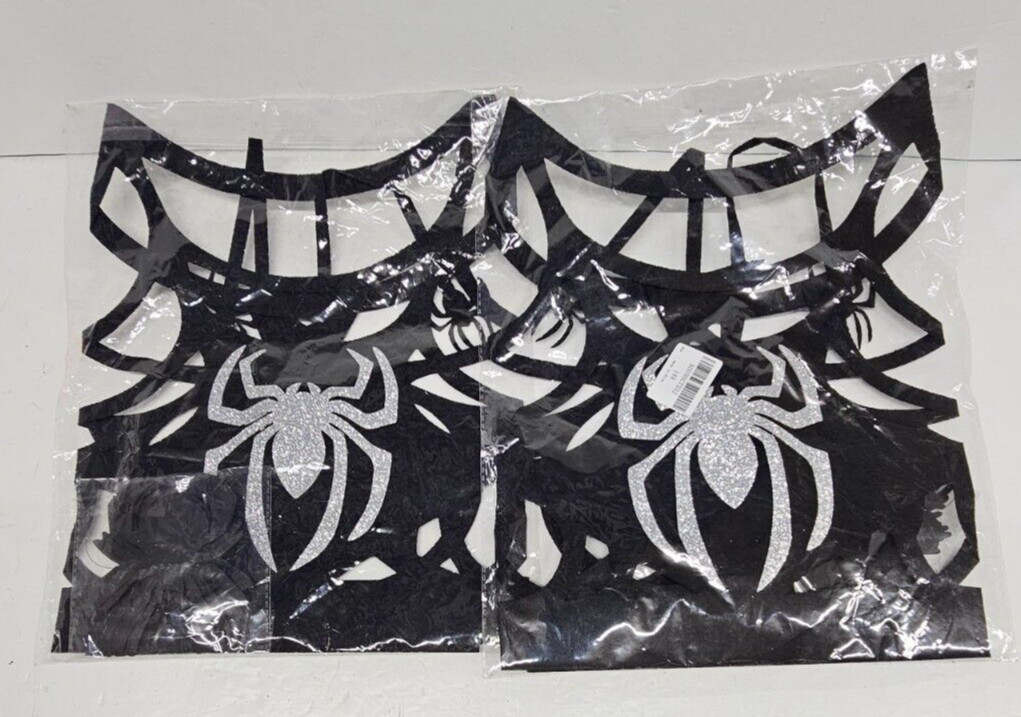 2 Packs Halloween Spider Flower Black window Scarves Black Spider Web 31×24"