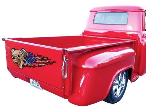 Peel-off – Angry Skull Pistons Flag Car Sticker – Window – Auto Decal 36 inch