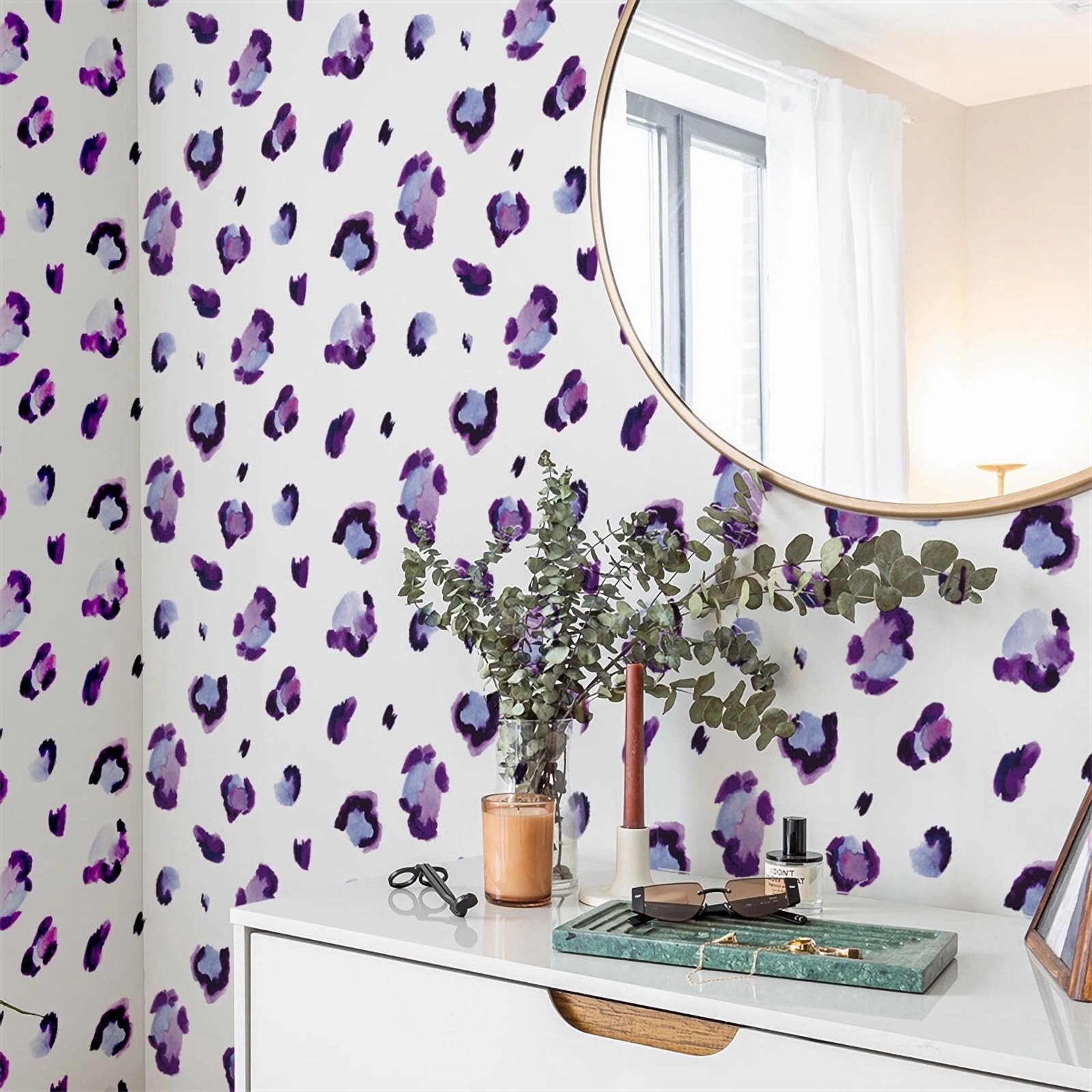 6 Sheets 180 Pcs Purple Leopard Print Wall Stickers, sacinora Animal Spot DIY…
