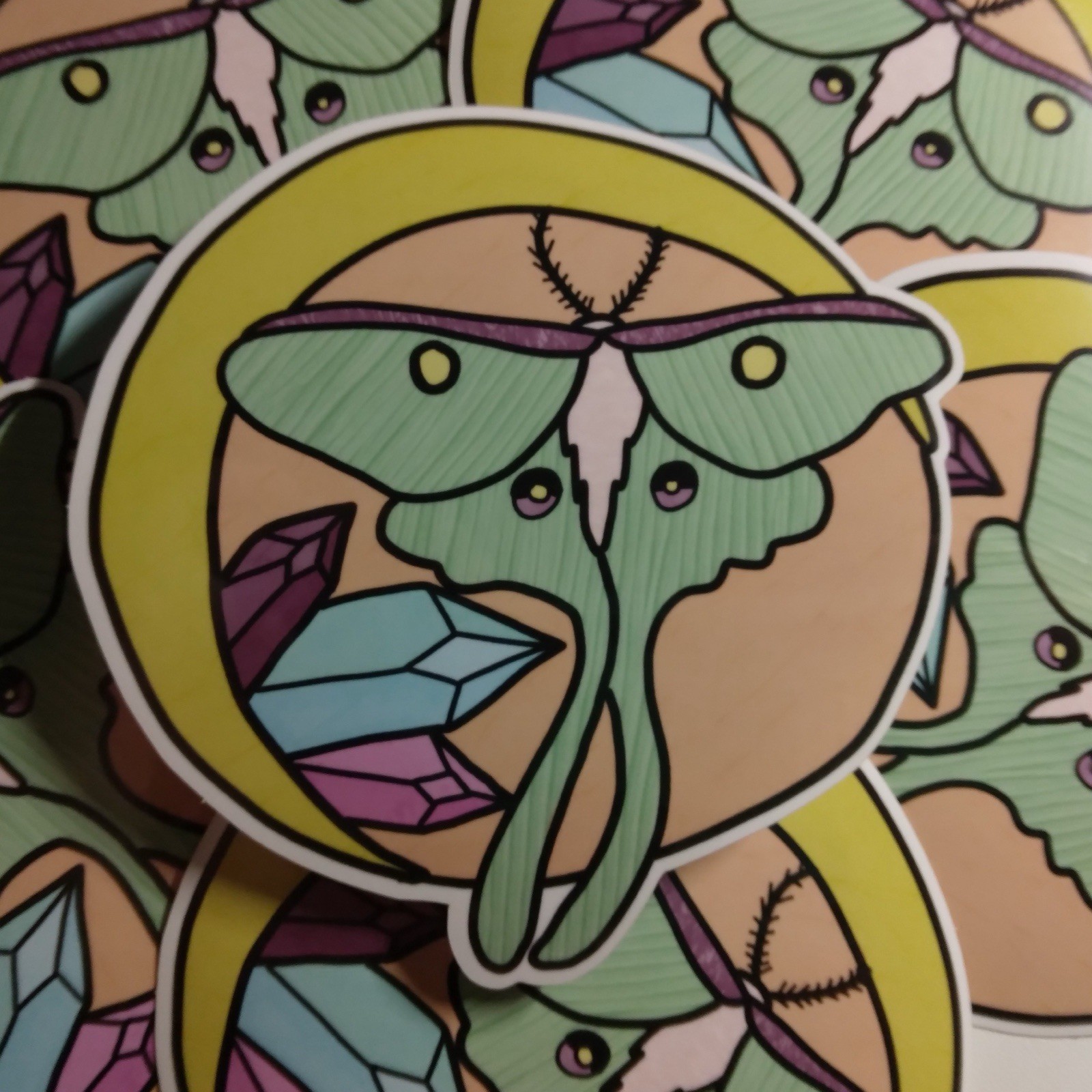 Lunar Moth Crystal Moon sticker