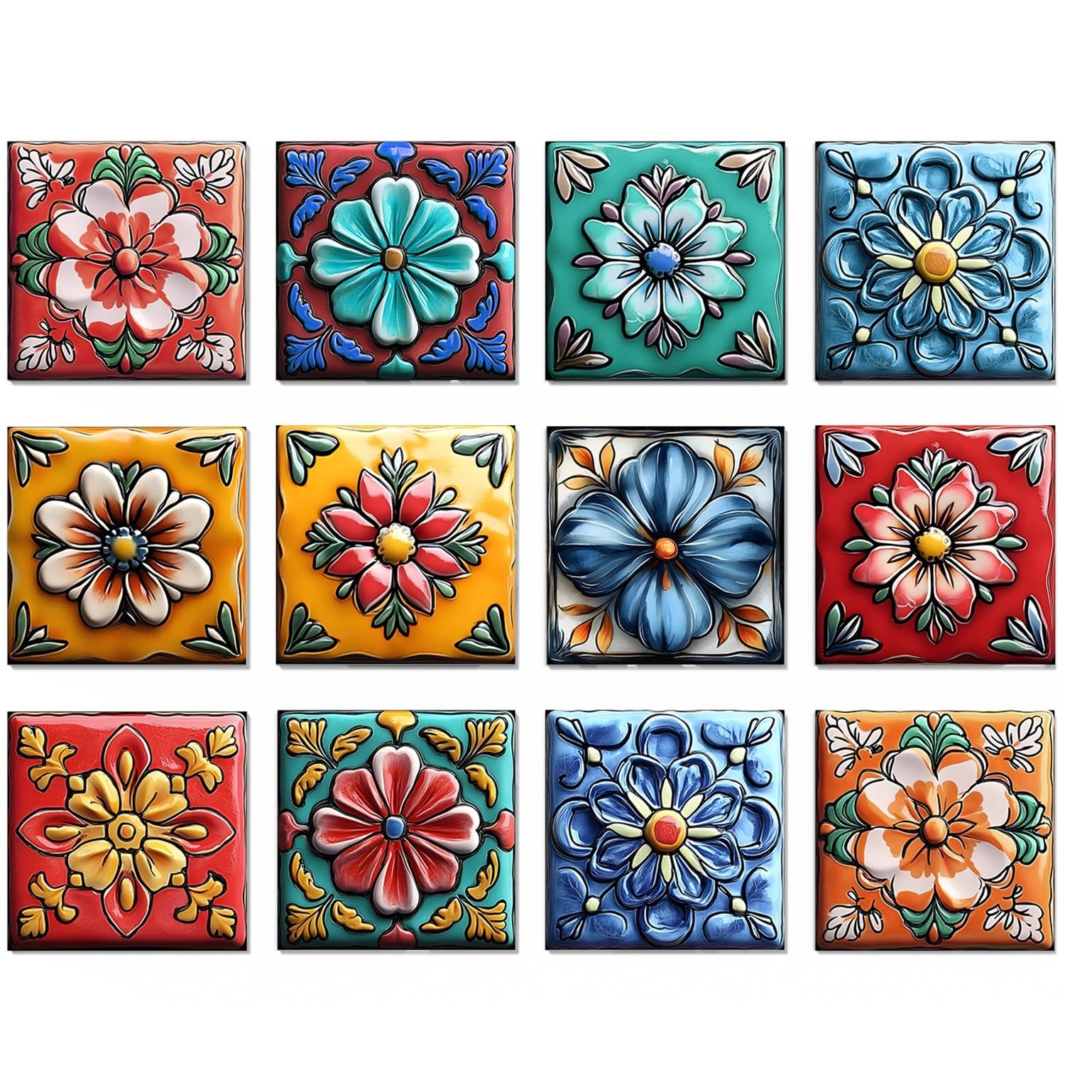 12Pcs Tile Decals (5.91×5.91 in) Peel and Stick Kitchen Backsplash Self Adhes…
