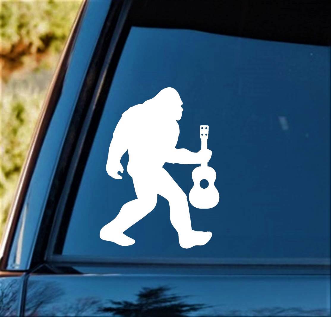 Bigfoot Sasquatch Ukulele Uke Decal Sticker Hiker hiking camper camping | B1141
