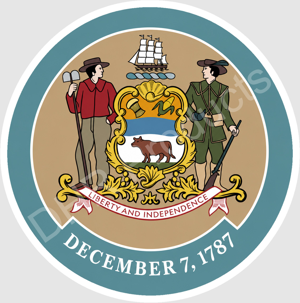 Delaware State Flag Round Logo Vinyl Sticker Decal