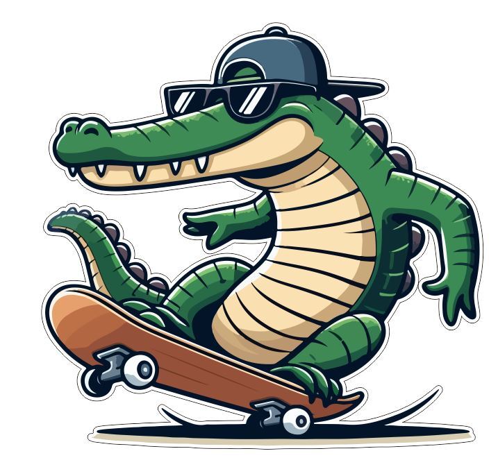 Skating Skateboard Skate Board Alligator Gator Crocodile Croc Sticker A163