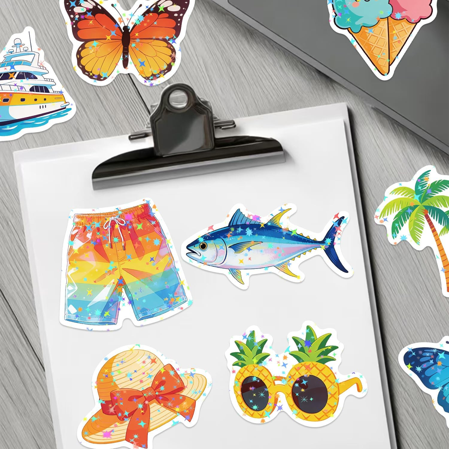 100 PCS Summer Vinyl Hawaiian Beach Stickers for Kids and Teens