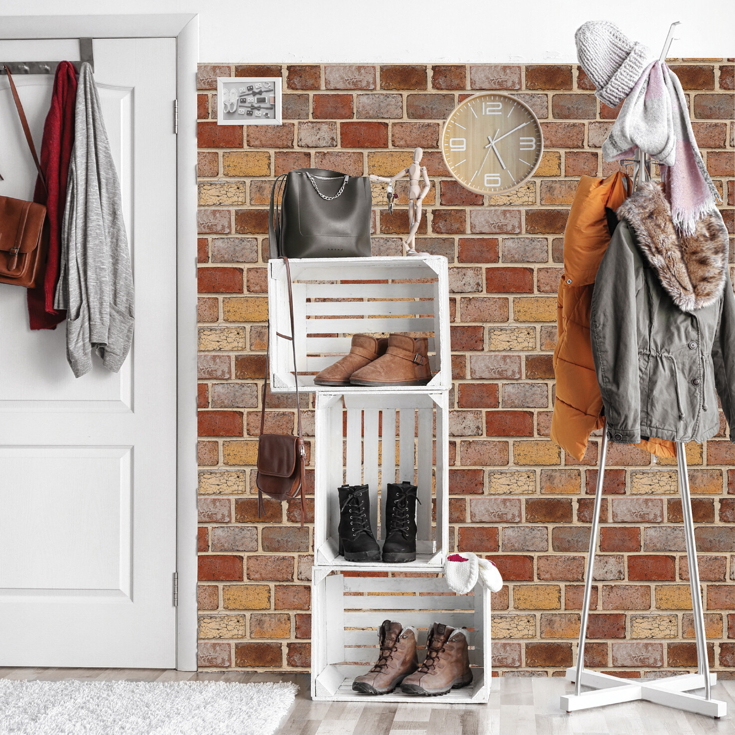 12"x12" 10Pcs 3D Wall Sticker Tile Brick Panel Self-adhesive Wall Waterproof PVC