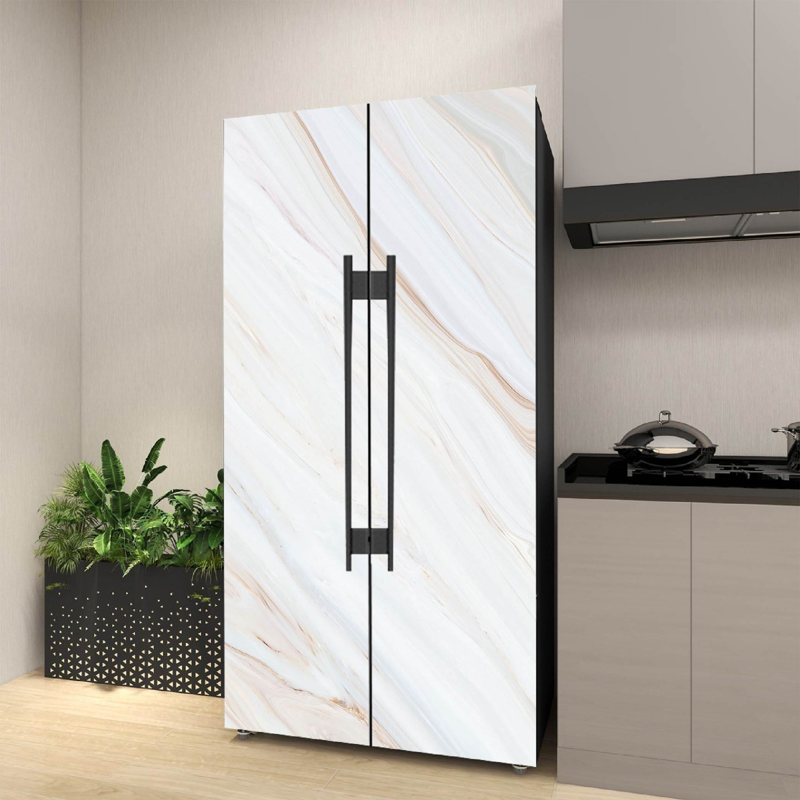 Marble Refrigerator Skin Wrap, Stylish Kitchen Upgrade