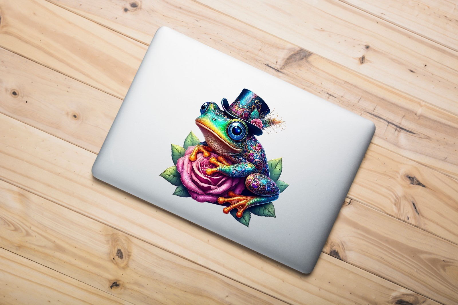Whimsical Frog on Rose UV DTF Transparent Sticker / Decal