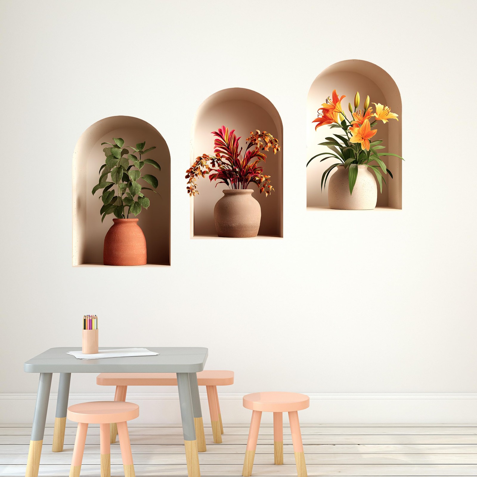 3D Potted Plants Wall Decal, Peel and Stick Green Plants Leaves Sticker Mural…