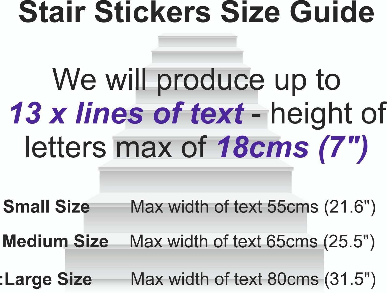Design your own Stair Stickers – Your Words, Quote – up to 13 x lines of text!
