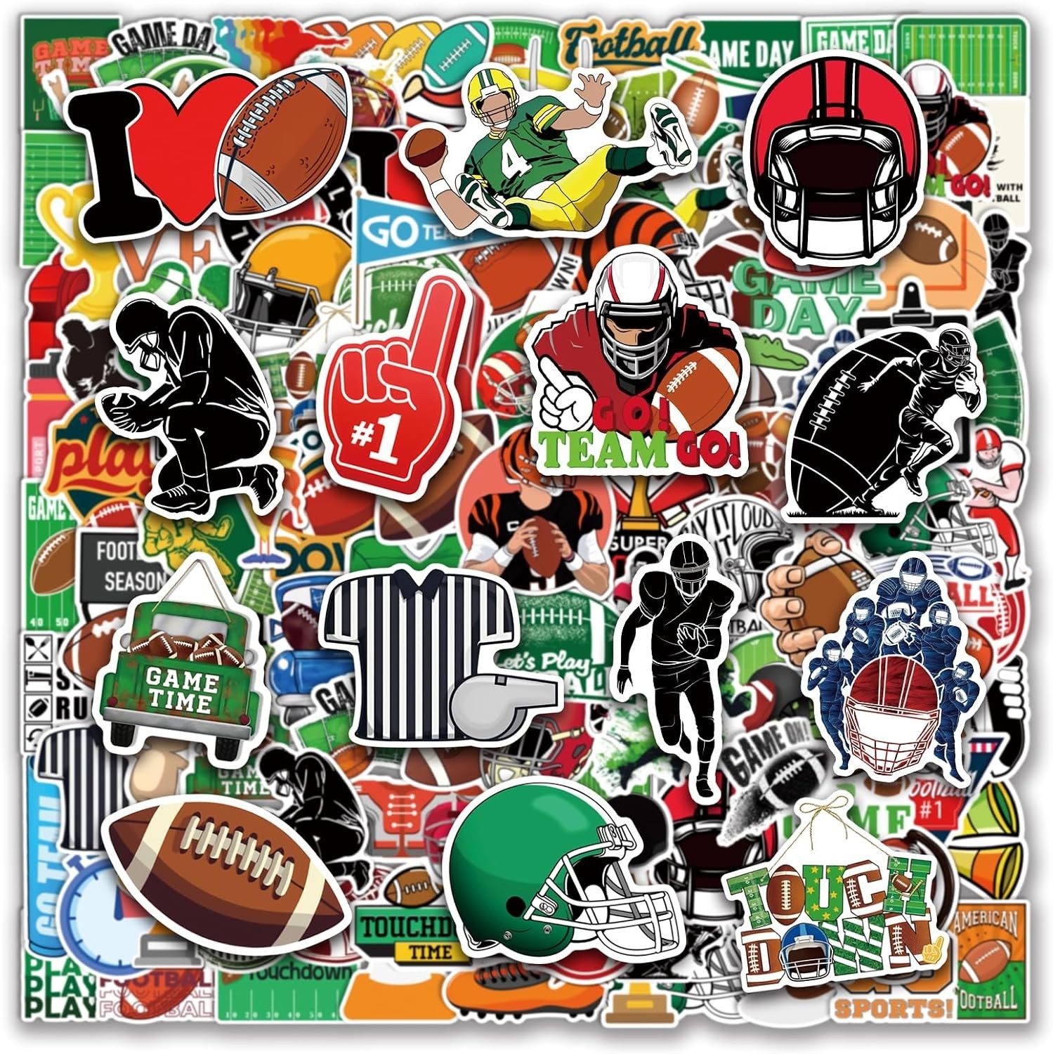 105 PCS Football Stickers Water Bottle Bulk Vinyl American Stickers for Lapto…