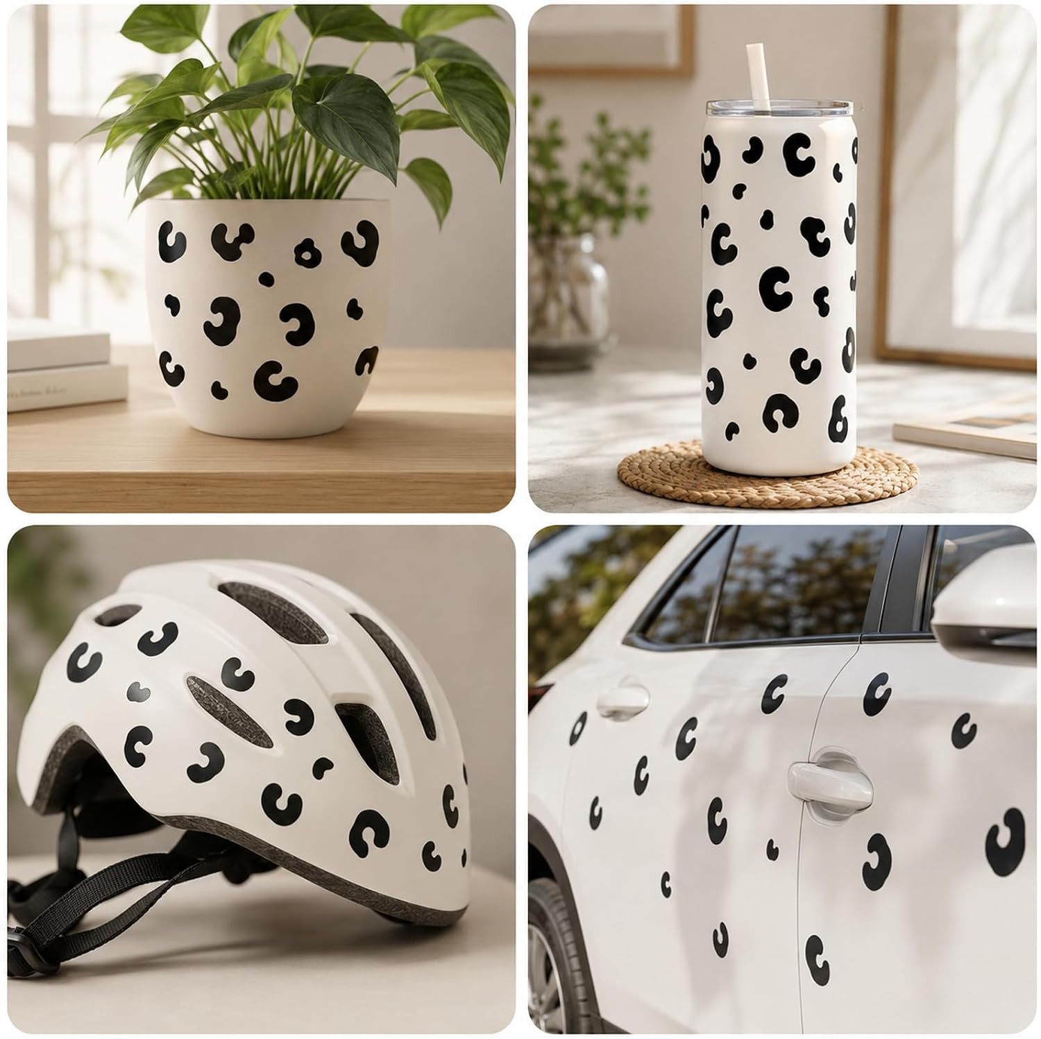 Black Cheetah Animal Print Stickers, 360 Vinyl Decals for DIY Decor