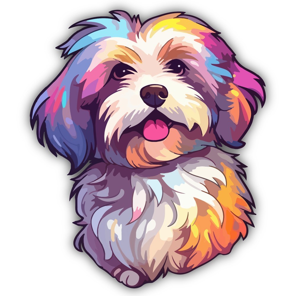 Havanese Color Art Cut To Shape Vinyl Sticker