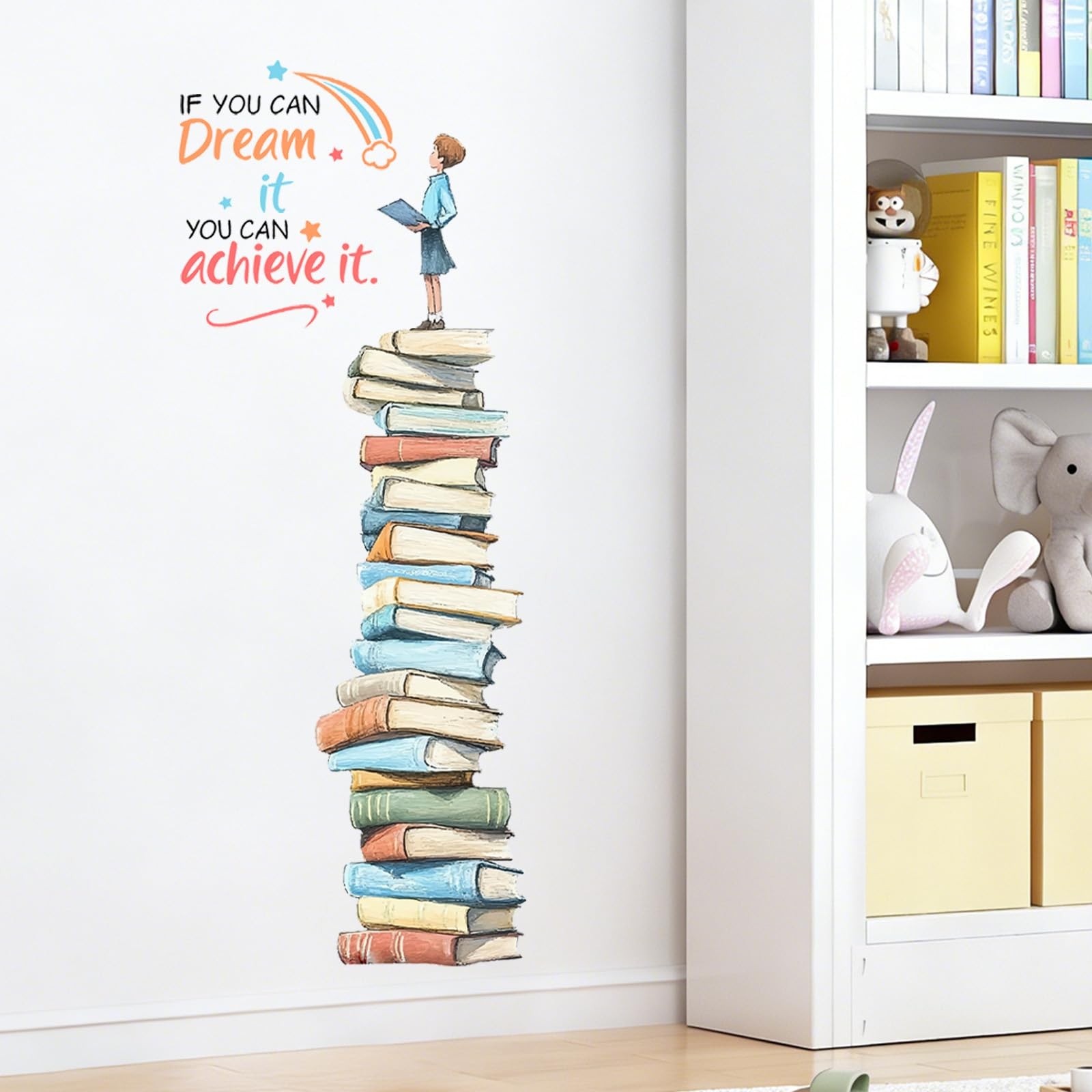 Books Educational Quote Wall Stickers,Removable Wall Decals Peel and Stick fo…