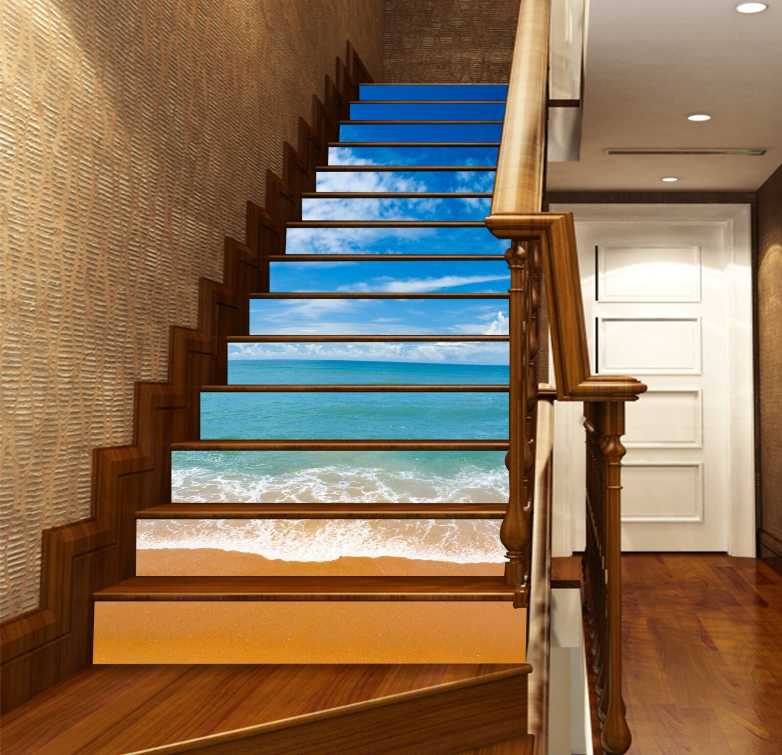 3D Blue Sky Beach AZ792 Stair Risers Decoration Mural Vinyl Wallpaper Kay