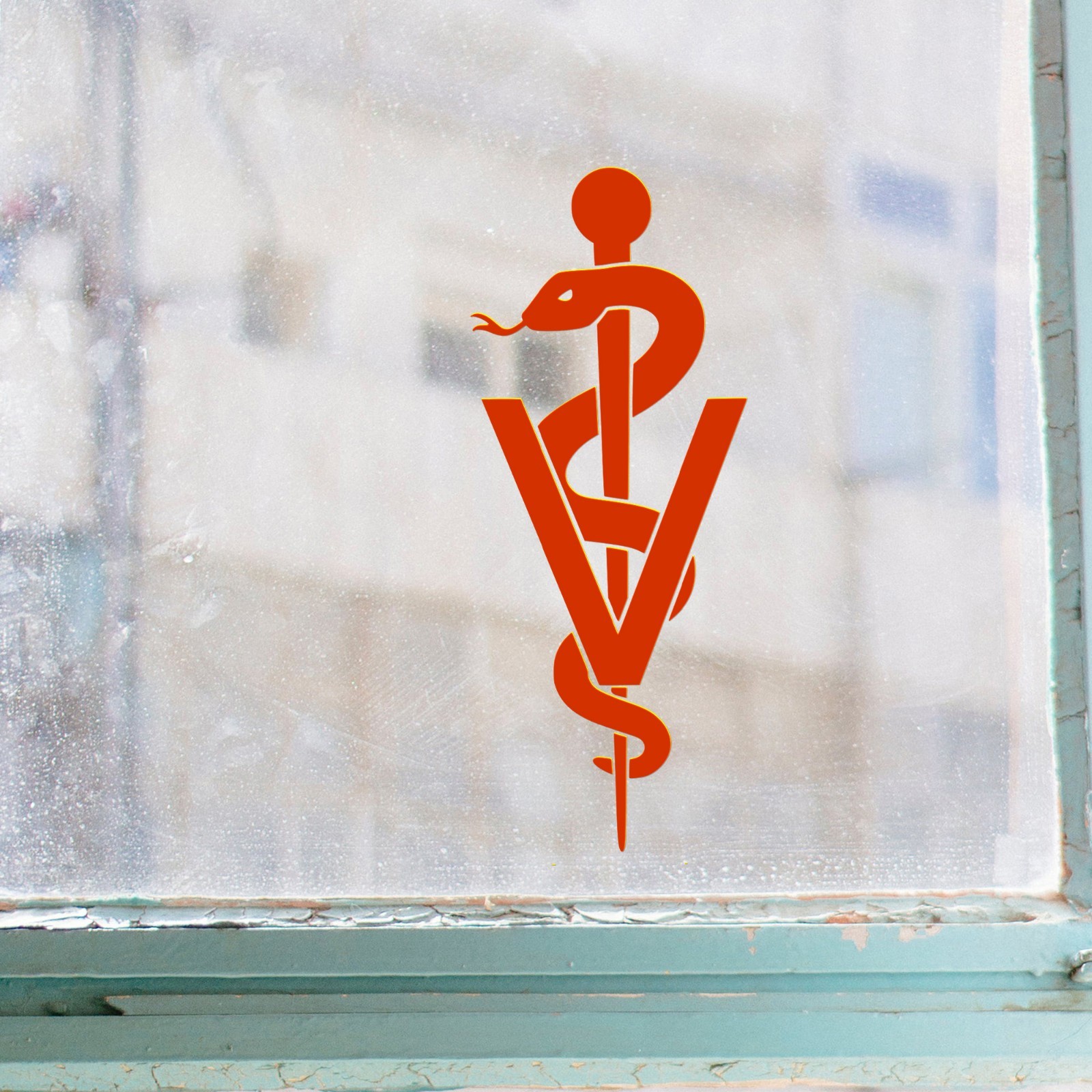 Veterinary Rod of Asclepius with Snake Vinyl Decal | Vet Medicine Symbol Sticker