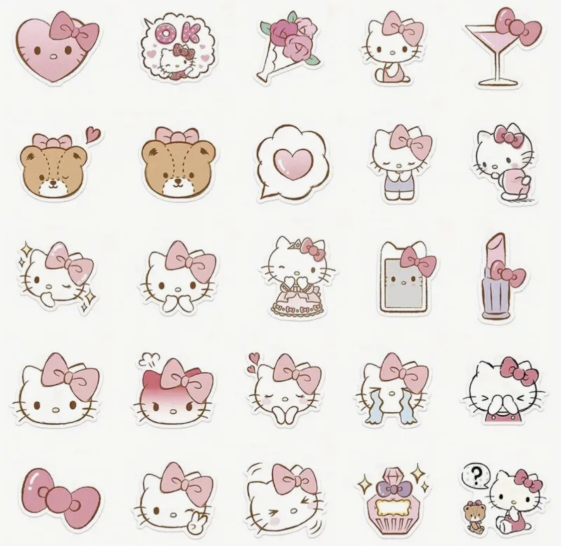 Hello Kitty Stickers 50 Pcs, Pretty In Pink Kawaii Decals Sanrio Cartoon Cat