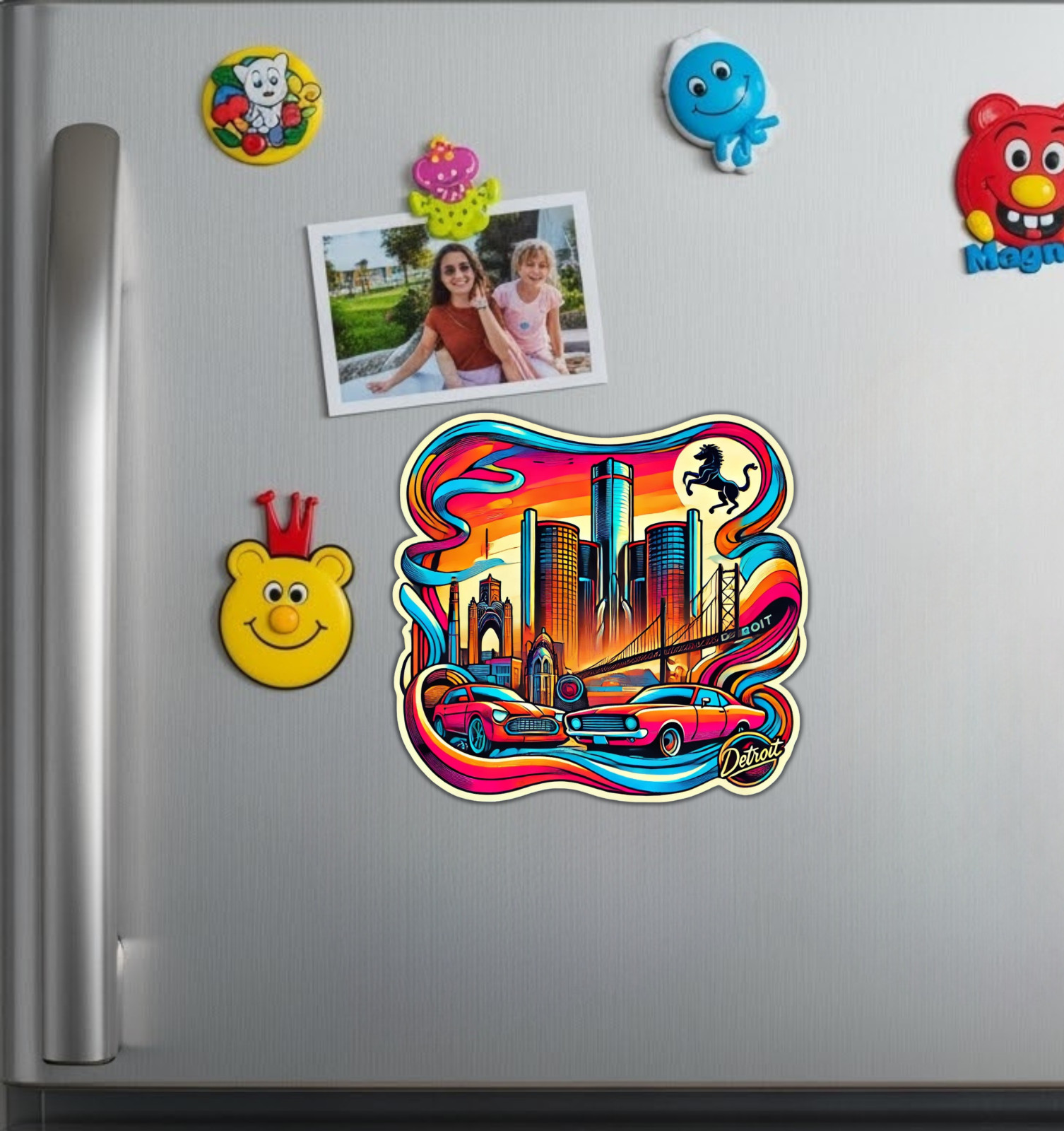 Detroit Michigan Fridge Magnet or Laptop Sticker