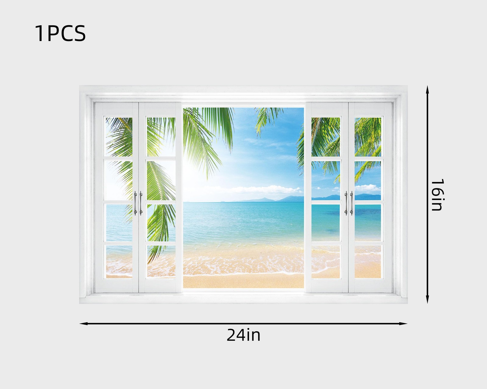 FLFK Fake Window Wall Decal – Tropical Ocean View Peel and Stick Mural, 24 x …