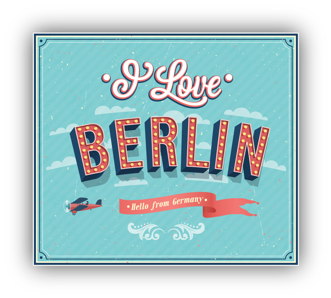 I Love Berlin Germany Retro Vinyl Sticker Decal