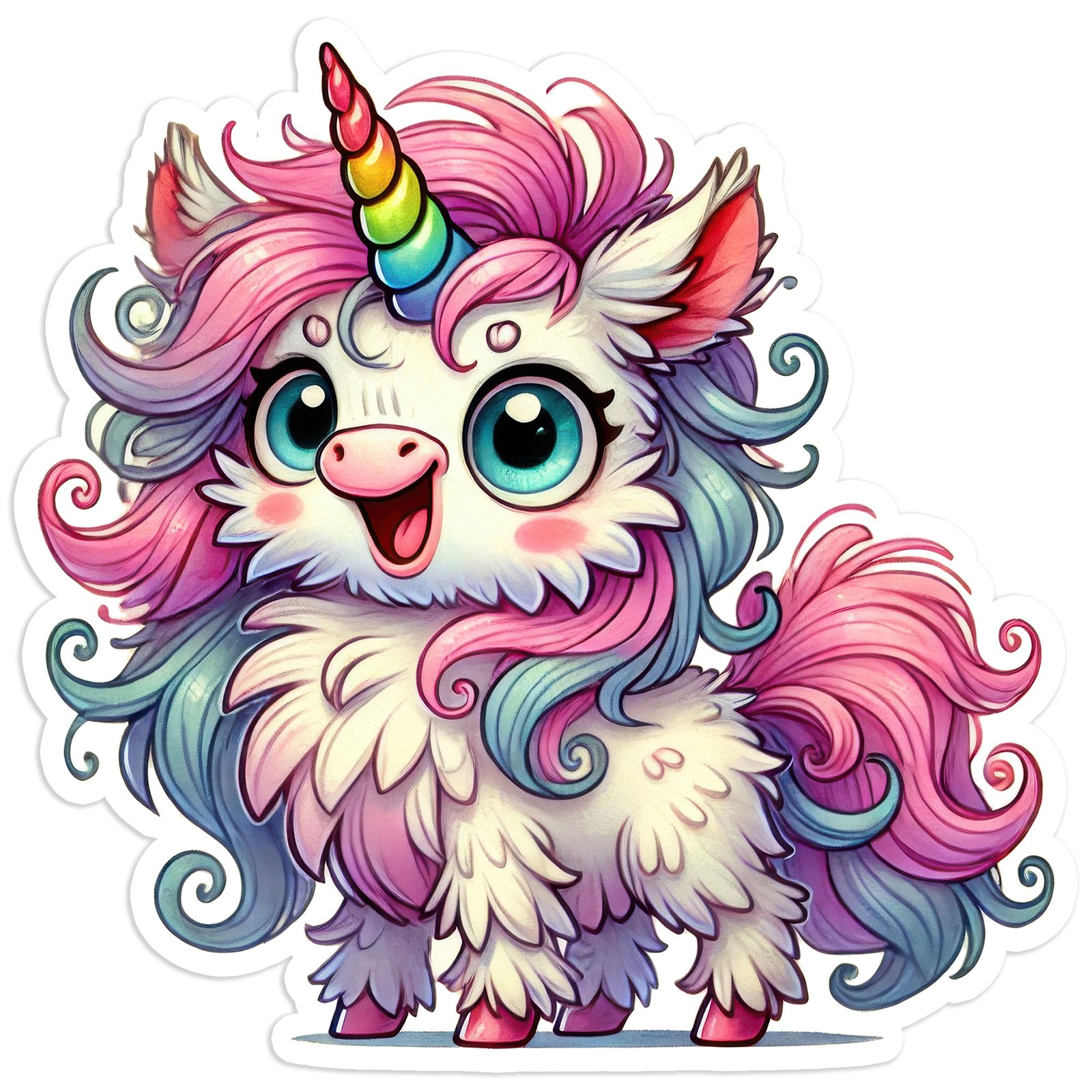 Fluffy Unicorn – Vinyl Decal Sticker – Car Window Laptop – #449