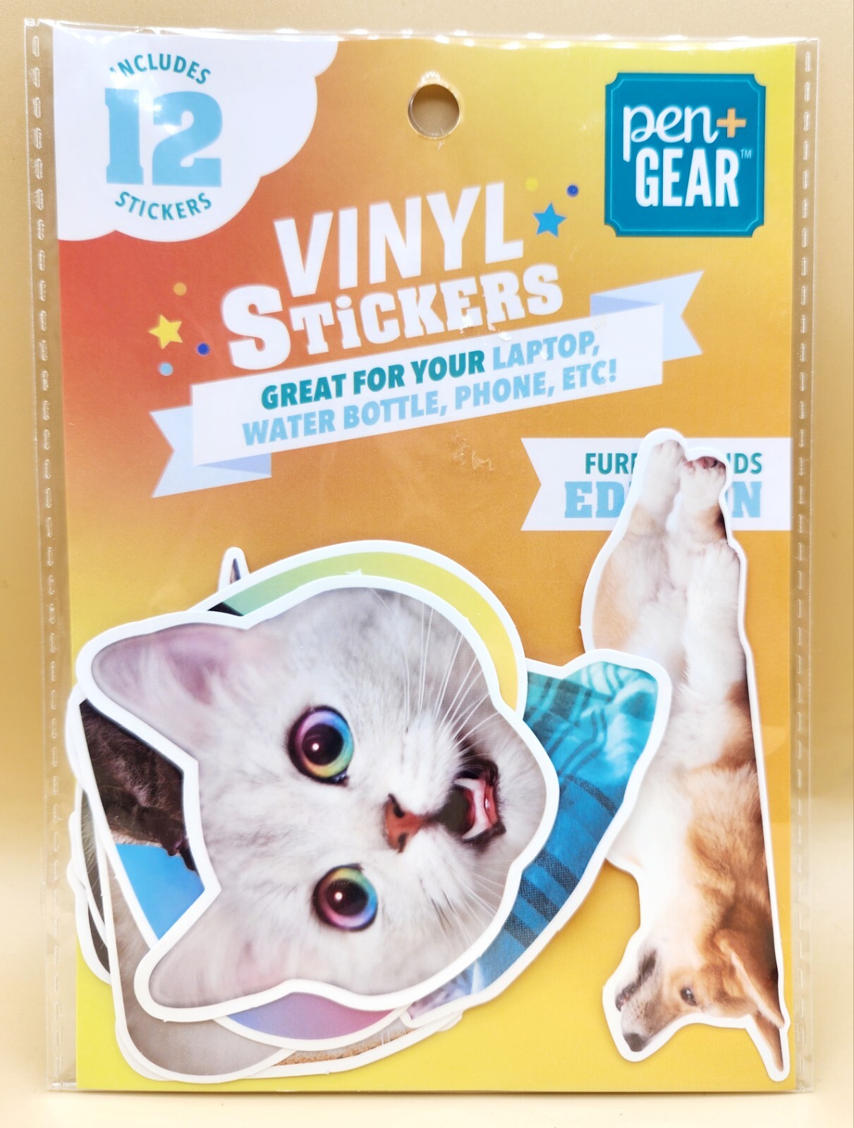 12 Vinyl Stickers FURRY FRIENDS EDITION Dogs, Cats, Frog, Frenchie Pen+Gear, NIP