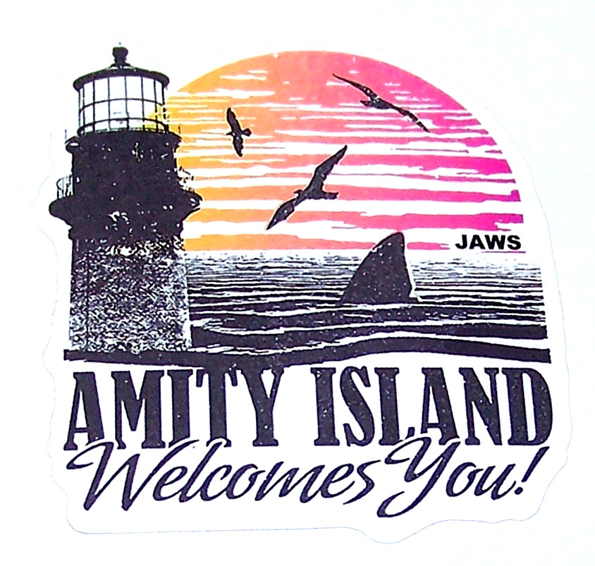JAWS – Shark Cut Sticker Decal Movie Horror Film Jaws Amity Island Welcomes You!