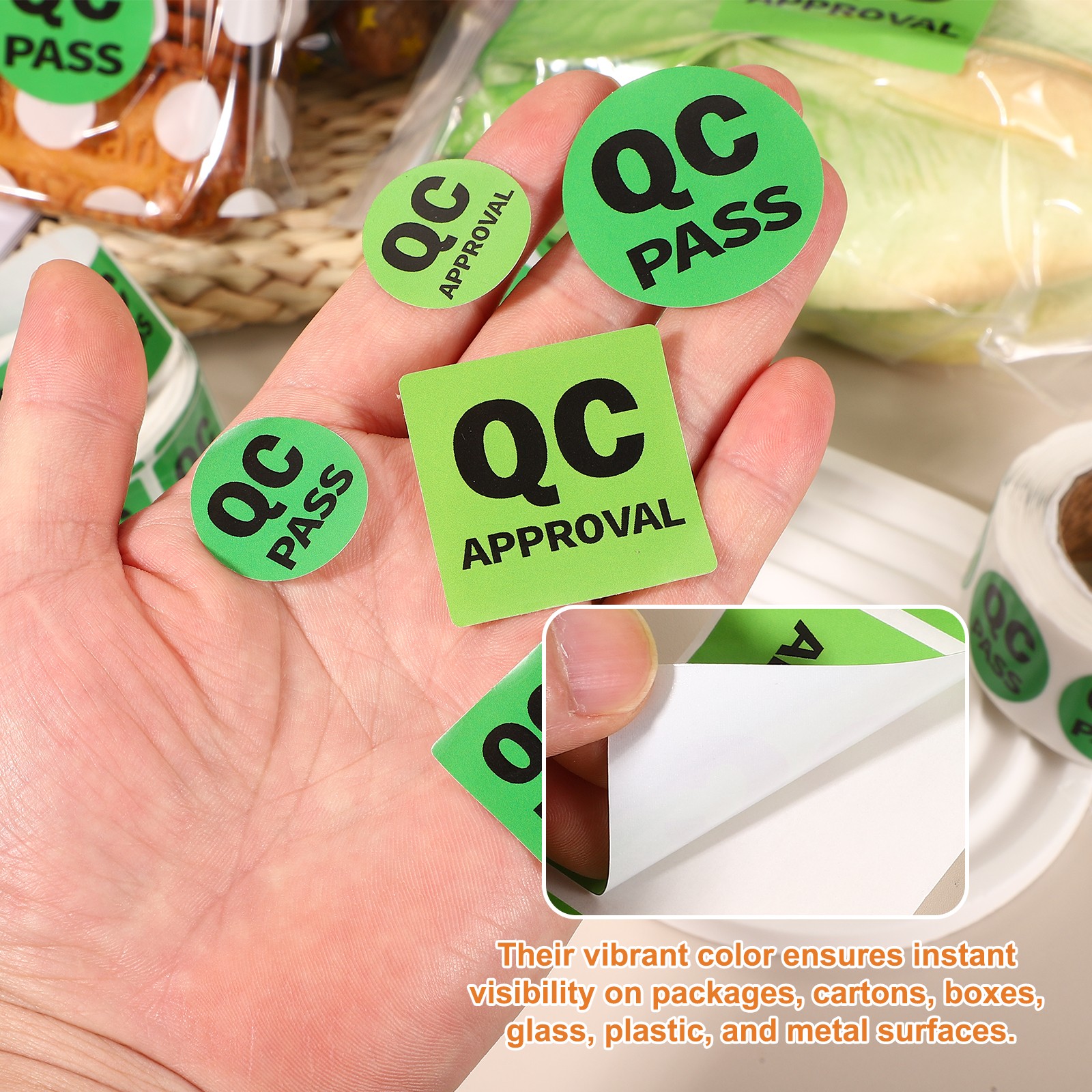 360 Pcs 1 Inch Circle Adhesive QC APPROVAL Label Stickers, Light Green