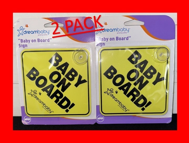 2-PACK Dreambaby Baby On Board Sign 5" for Car, Baby Safety Warning Model L211