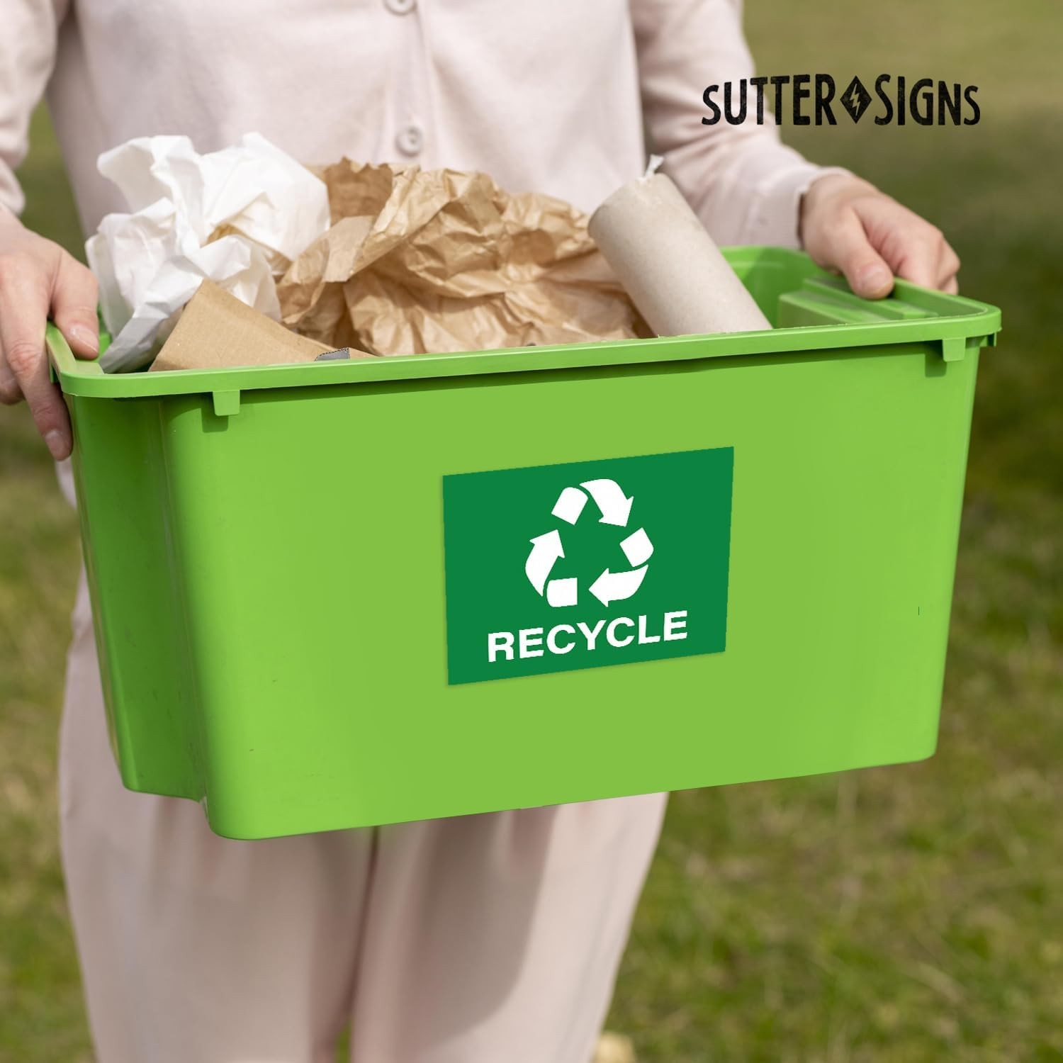 Trash and Recycle – sticker decals / home and office container / various sizes!
